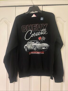 Chevy Corvette Graphic Crewneck Sweatshirt - Black